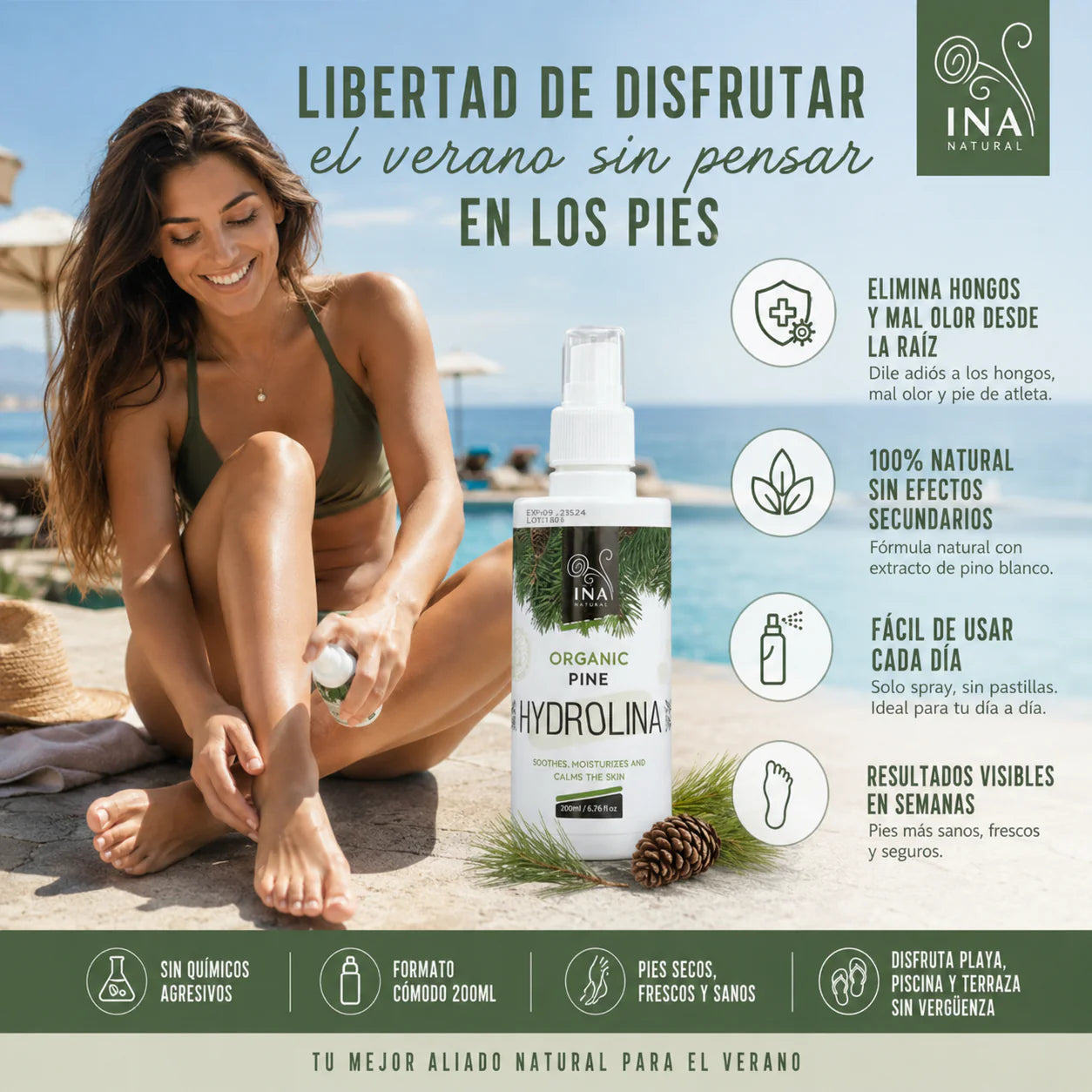 Spray de Hydrolina · Elimina Hongos en Uñas y Pies